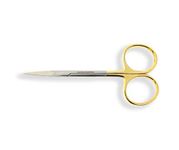 Cynamed TC Iris Micro Dissecting Scissors with Tungsten Carbide Inserts and Gold Rings - Premium Quality - Perfect for Fine Precision Tissue Dissection, Suture Removal (4.5 in. - Straight Blades)