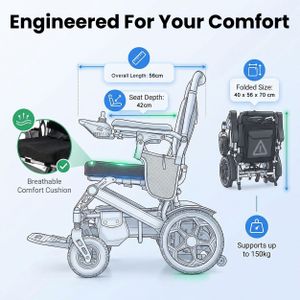 Free To Be Ultra Lightweight Folding Electric Wheelchair, 20kg, Silver