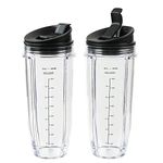 WWjiuyue Blender Cups for Ninja Blender, 32OZ Cup with Sip & Seal Lids Compatible with Nutri Ninja Auto IQ Series Blenders BL480 BL481 BL482 BL490 BL640 BL680 BL450 BL482 BL682 BL642 BL640(2 Pack)