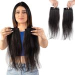 Capilus Natural Human Hair Clip-In Side Patches (Natural Black, 14 inch) Extensions for Women & Girls | 100% Indian Human Hair Volumizer.