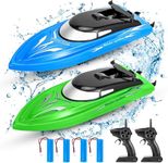 FunsLane 2PACK RC Boat,Remote Control Boats for Kids and Adults,10km/H 2.4G High Speed Remote Control Boat,Fast RC Boats for Pools and Lakes with 4 Rechargeable Battery