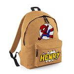 Superhero Bag, Personalised Backpack, Gift For Kids, Boy, man Cartton Bag, Birthday, Christmas Fashion Backpack for Nursery, Bookbags, Rucksack Shoulder Bag. (Caramel)