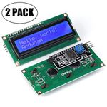 iHaospace 16x2 1602 LCD Display Screen Blue + IIC I2C Module Interface Adapter for UNO Raspberry Pi LCD1602 (2 Pack)