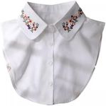 WENLOOY Fake Collar Detachable Blouse Dickey Collar Half Shirts Faux False Collar for Women & Girls Favors, Cotton Embroidery-white, Medium