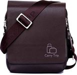 CARRY TRIP Men's Kangaroo Pu Leather Crossbody Shoulder Bag Briefcase Messenger Bag/Sling Bag (Small - 19 * 17 * 7), Brown