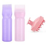 2 Pcs Large capacity Root Comb Applicator Bottle with Scalp Massager Shampoo Brush， Hair dye brushRoot Comb Squeeze Applicator Bottles for Salon Hair Coloring Dyeing Scale for home DIY Use