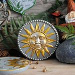 Ornament Wall Decoration Vintage Old Sun Moon God Garden Ornament Cement Stepping Stone,Sungod
