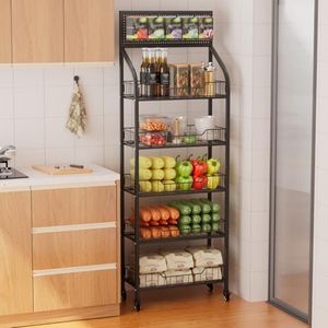 Yuwoune Retail Candy Display Rack, Metal Display Snacks Rack, Removable Large Bread Organizer Stand, Sturdy and Stable Chip Shelf Rack for Stores, Kitchen, Office (5-Tier 23.6x10.6x67, Black)