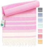 Fit-Flip Hammam towel - Beach towel XXL made from 100% recycled cotton - Quick-drying Turkish hammam beach towels, fouta, pestemal Turkish towels ideal as a Turkish blanket – Rose – 100x200cm Diamond