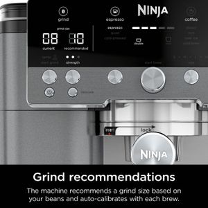 Ninja Luxe Premier 3-in-1 Coffee Machine – Espresso, Latte, Cold Brew Maker with Bean Grinder & Milk Frother, Gun Metal