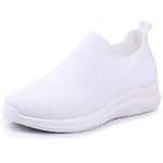 IDEAL ONLINE Womens Walking Shoes Fashion Running Sneakers Breathable Lightweight Shock Absorbing Sport Cross Trainer Shoe (UK 5 / EU 38, White)