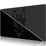 Anpollo Large Gmaing Mouse Pad with Stitched Edges, Superior Micro-Weave Cloth, Non-Slip Base, Size 35.4 X 15.7X 0.12inches - Black Gray Wolf Head