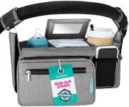 Swanoo Stroller Caddy Stroller Organizer With Cup Holder, Non Slip Straps Stroller Bag for Phone, Pet Stroller Accessories, Universal Fits Uppababby Vista v2 Wonderfold Wagon, Doona and More
