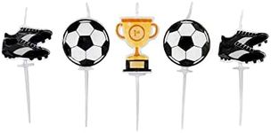 Anniversary House Football Birthday Candles for Cakes, Celebration Cake Topper Decoration, 7cm, Football Cake Topper, Football Cake Decorations, Cake Decorations for Men, Pack of 5, AHC240