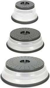 Tovolo Set of Three Collapsible Microwave Covers, Lids for Reheating Food, Meal Prep Kitchen Gadgets, No Mess Folding Microwaveable Kitchen Tools, Charcoal