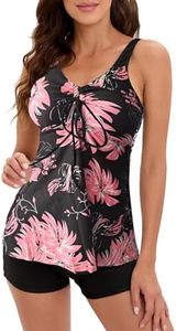 Neteson Maillot de Bain Femme 2 Pieces Tankini Imprimé Rembourré Maillot avec Short Débardeur Bikini Beachwear