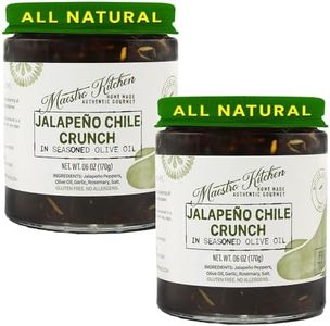 MAESTRO KITCHEN Jalapeno Pepper Chile Crunch 2 Pack - Mild Garlic Chili Crisp Condiment with Rosemary in Olive Oil - Mexican Salsa, Spread, Paste, Gourmet Taco Seasoning & Snack 6oz 2pk