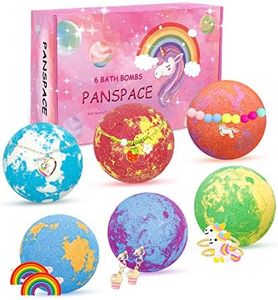 Panspace Unicorn Bath Bombs for Girls with Jewelry Inside, 6 Organic Bath Bombs Gift Set for Kids, Handmade Bubble Bath Bombs Spa Fizz Ball Kit with Surprise Toys for Kids Girls Birthday Christmas