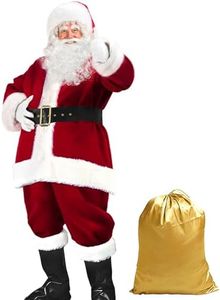 dgdgbaby Santa Claus Costume for Men Women Adult - 9pc. Deluxe Costume Santa Suit Outfit