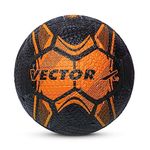 Vector X Street Soccer Rubber Moulded Stitched Football | Training | Match | Sports | Playing | Practice | Black-Orange | Size-5|