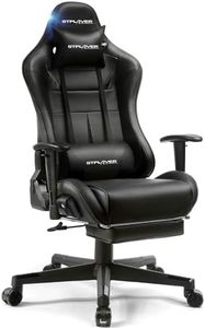 GTPLAYER Gaming Chair with Bluetooth Speakers, Ergonomic Desktop with Footrest and Lumbar Support Swivel Video Game Chair for Adults, Max. 136 kg, Black