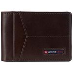 Alpine Swiss Delaney Slimfold Wallet RFID Safe For Men Hampton Collection Glossy Nappa Brown