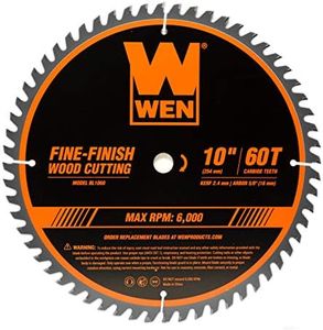 WEN BL1060 10-Inch 60-Tooth Fine-Finish Professional Woodworking Saw Blade for Miter Saws and Table Saws, Silver,Pack of one