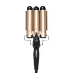 ZOOMELLA Electric Hair Waver Hair Curler 3 Barrel 2 Speed Temp Control Golden