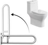 28 Inch Toilet Grab Bar Flip Up Aluminum Handicap Rails Grab Bars Load Capacity of 100 kg/220 lbs Toilet Rail Bathroom U Shaped and Wall Mount Safety for Pregnant Injured Patients 28 in Silver