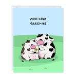 Cute Thank You Card, Thank U Greeting Note Card for Business, Teacher, Wedding, Birthday, Baby Shower, Blank Inside (Moo-chas Grass-ias)