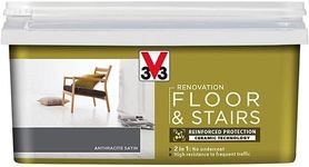 V33 Renovation Floor & Stairs Paint | High Resistance to Shocks and Abrasions | Anti-Stain Barrier for Reinforced Protection | Anthracite Grey Satin | 2L