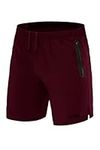 TCA Men's Elite Tech Lightweight Running or Gym Training Shorts with Zip Pockets - Maroon, L