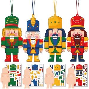 PopManko Christmas Crafts for Kids, 12 Pack Christmas Arts and Crafts Foam Stickers Gifts for Kids, Christmas Activities Nutcracker Soldiers Craft Kits Make Your Own Xmas Tree Hanging Decorations