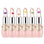 TITIMORE 6Pcs Jelly Flower lipsticks Clear Lipstick with Flower Long Lasting Nutritious Lip Balm Magic Temperature Color Change Lip Gloss (Pink)