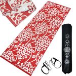 House of Handmade™- Premium Cotton Yoga Mat for Women & Men Organic Cotton sturdy Non-Slip Backing with Carry Bag & Strap 8mm Thick extra large for Home & Gym workout RED