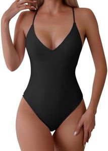 Maillot De Bain Femme 1 Pieces Sexy Push Up Gainant Ventre Plat Couleur Unie imprimé Elégant Slim Cou Nu Swimsuit Suspendu Plage Piscine Natation Sport Maillots Une Pièce Noir S