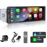 Alondy Single Din Car Stereo,Compatible with Wireless Apple CarPlay Android Auto,Type-C USB,6.9" Touchscreen,Mirror Link,Backup Camera,Bluetooth Voice Control DSP AM/FM Radio