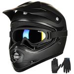 ILM Youth Kids ATV Motocross Dirt Bike Motorcycle BMX Downhill Off-Road MTB Mountain Bike Helmet DOT Approved (Youth-S, Matte Black)