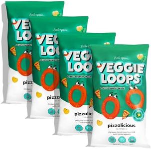Little Spoon Pizzalicious Veggie Loops, Chickpea and Spinach Snack, Baked Not Fried, Avocado Oil, Hidden Veggies, Tastier Snacks for Kids, 3g Protein, Gluten-Free, 4 Pack