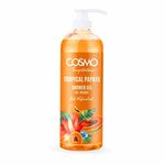 Cosmo Designs Temptation Tropical Papaya Gel Douche Shower Gel 1000ml, With Papaya Extract, Helps to Cleanse the Skin and Improves Skin Tone, Shower Gel for Daily Use, for Men and Women