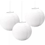 GreenUniverse 10 Inch INCH White Chinese Japanese Paper Lanterns Decorative Hanging Balls 3 pcs (White, 10 INCH)