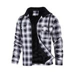 LBL Men's Hoodies Fleece Hooded Jacket Full Zip Plaid Shirt Sweatshirts Winter Thick Coats with Pockets BS008 Black L