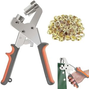 Grommet Tool Kit, Eyelets Pliers with 100 pcs 10.5mm Metal Grommet Set (Gold, Black, Silver) for Tarps,Fabric,Tents,Vinyl,Canvas (Type C)