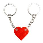 LAC 2 Brick Heart Keychain - Matching Couples Keyring His and Hers Engagement Gifts for Anniversary Christmas Birthday