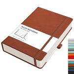 RETTACY Lined Journal Notebook - A5 Note Book Hardcover Thick Notepad 320 Numbered Pages for Writing,100gsm Lined Paper, Leather Hardcover, for Women Men Work Office School,14.5 x 21cm - Brown