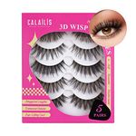 CALAILIS False Eyelash, Eye Makeup Lash 3D Faux Mink Fake Eyelash Long Natural Eyelashes 5 Pairs, PVJ01 Black