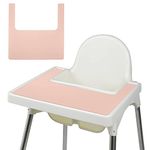 Vicloon High Chair Placemat, Silicone High Chair Mat Silicone Placemat Design for IKEA Antilop High Chair, BPA Free Easy to Clean, for Toddlers and Babies (Pink)