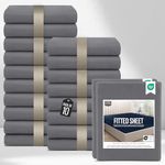 Utopia Bedding Fitted Sheet Double (Bulk Pack of 20), Grey - Deep Pocket 14 inch (35 cm) - Easy Care - Soft Brushed Microfibre Fabric - Shrinkage and Fade Resistant - Bottom Sheet