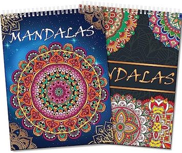 Elfew 2 Pack Mandalas Coloring Books for Adult, 80 Original Mandala Patterns and Designs, Coloring Book for Adults Relaxation, Adult Coloring Book Spiral Bound, Relaxation Books for Women