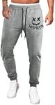 JMIERR Mens Sweatpants Tapered Track Gym Running Cool Joggers Sweat Pants Athletic Pants with Drawstring and Pockets 2024, 3XL, B Light Grey, Smiley Face